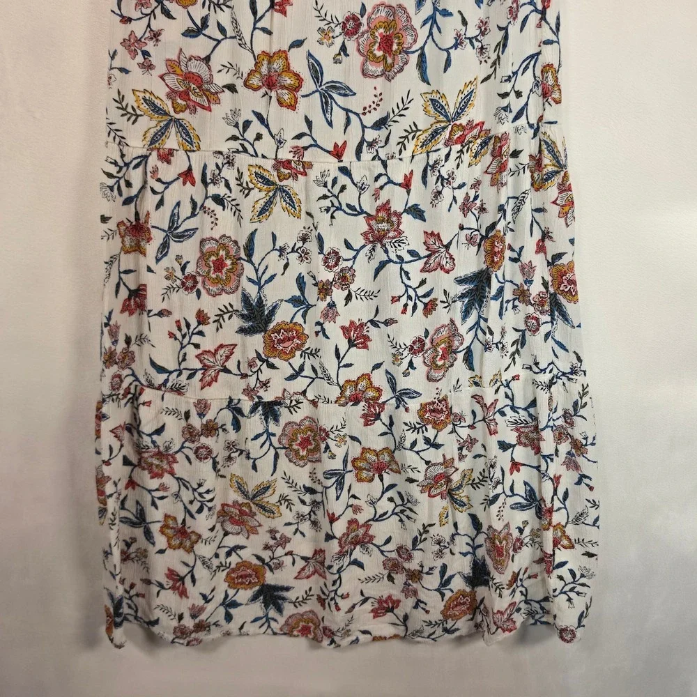 Old Navy Tiered Maxi‎ Dress Girls XL 14 Cream Floral Cottagecore Boho Coastal